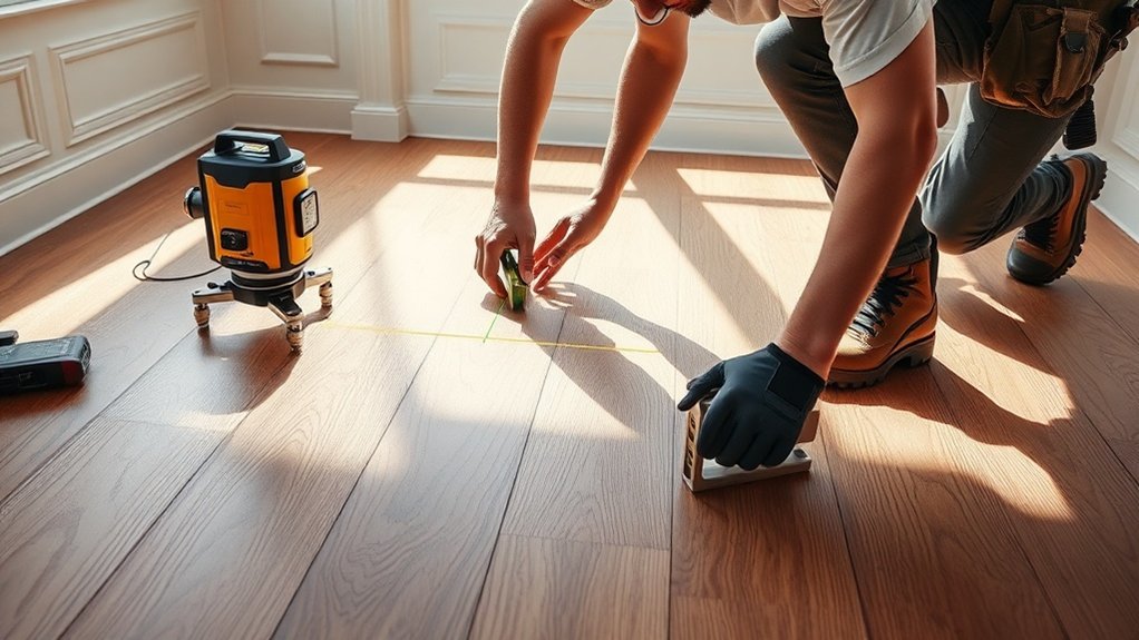 Installation de revêtement de sol avec précision guidée par laser
