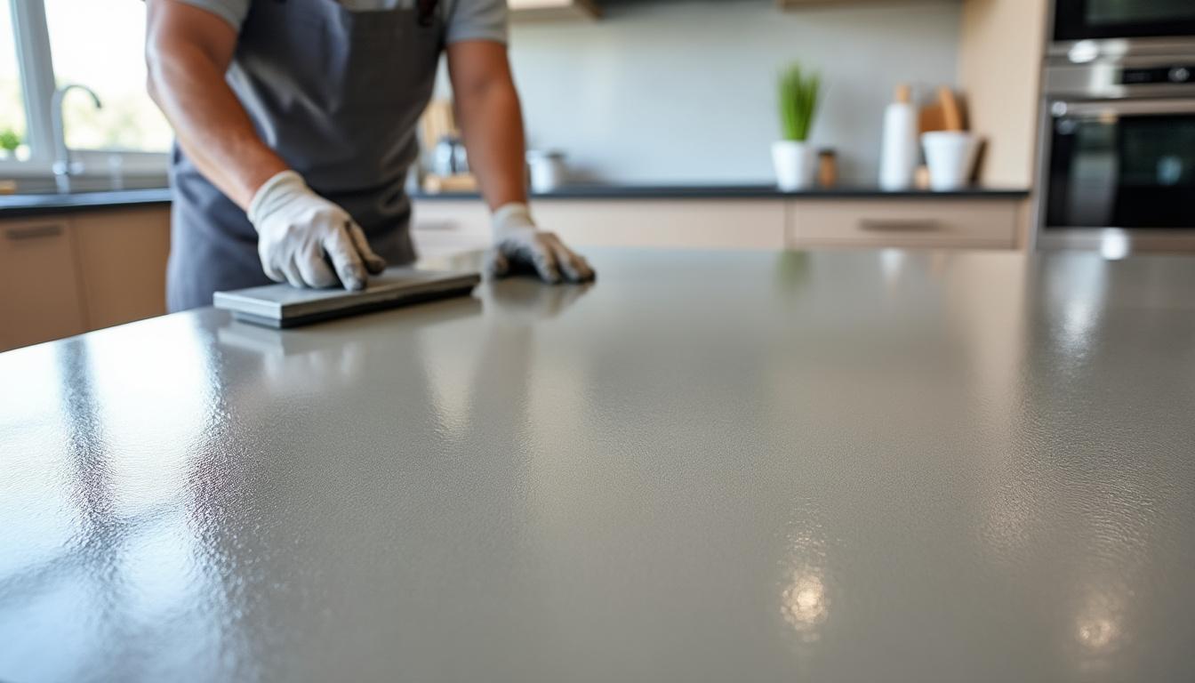 découvrez nos conseils pour réussir la finition de votre cuisine en béton ciré et allier résistance, esthétisme et modernité.